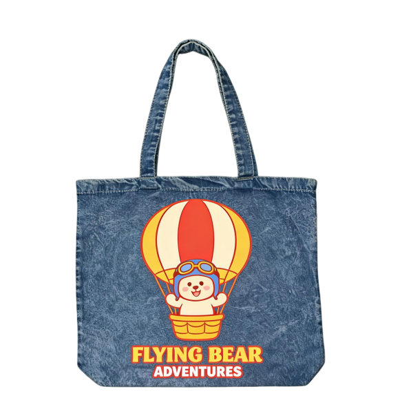 Flying Bear Adventures Denim Tote Bag