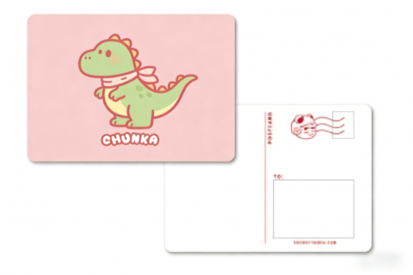 Scarf-Wearing Chunka Dinosaur 5x7 Postcard